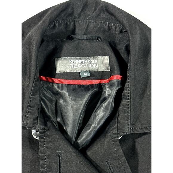 Kenneth Cole Reaction Women’s Black Double Breasted Trench Coat Medium - Picture 6 of 10